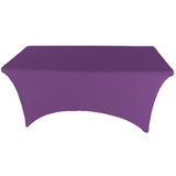 Purple 8 ft Spandex Fitted Stretch Tablecloth Rectangular Table Cover Wedding Banquet Party