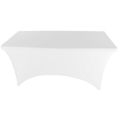 White 8 ft Spandex Fitted Stretch Tablecloth Rectangular Table Cover Wedding Banquet Party