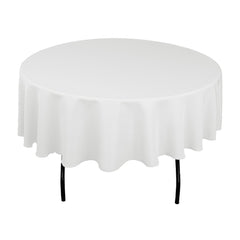 White 70 inches Round Seamless Polyester Tablecloth for Wedding Restaurant Banquet Party