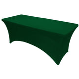 Hunter Green 8 ft Spandex Fitted Stretch Tablecloth Rectangular Table Cover Wedding Banquet Party