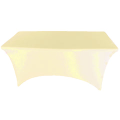 Ivory 4 ft x 2.5 ft Spandex Fitted Stretch Tablecloth Rectangular Table Cover Wedding Banquet Party