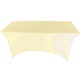 Ivory 8 ft Spandex Fitted Stretch Tablecloth Rectangular Table Cover Wedding Banquet Party