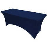 Navy Blue 8 ft Spandex Fitted Stretch Tablecloth Rectangular Table Cover Wedding Banquet Party