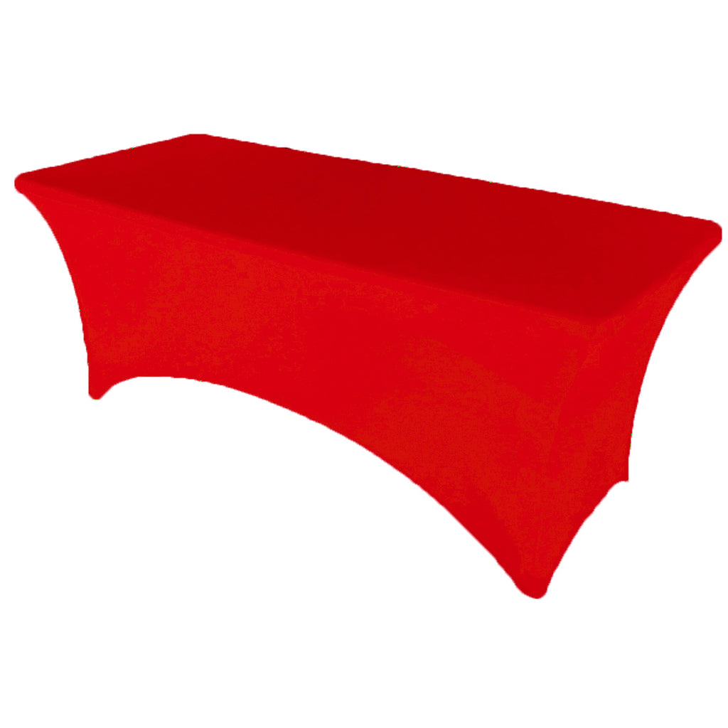 Red 8 ft Spandex Fitted Stretch Tablecloth Rectangular Table Cover Wedding Banquet Party