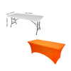 Neon Orange 4 ft x 2.5 ft Spandex Fitted Stretch Tablecloth Rectangular Table Cover Wedding Banquet Party