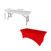 Red 4 ft x 2.5 ft Spandex Fitted Stretch Tablecloth Rectangular Table Cover Wedding Banquet Party