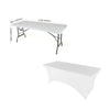 White 4 ft x 2.5 ft Spandex Fitted Stretch Tablecloth Rectangular Table Cover Wedding Banquet Party