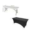 Black 6 ft Spandex Fitted Stretch Tablecloth Rectangular Table Cover Wedding Banquet Party