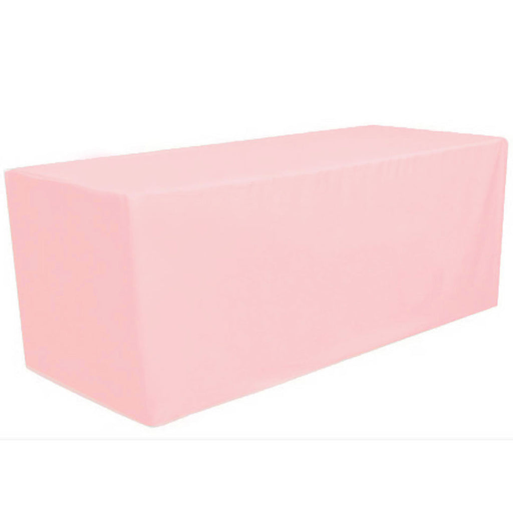 Pink 4 ft x 2.5 ft Fitted Polyester Tablecloth Rectangular Table Cover Wedding Banquet Party