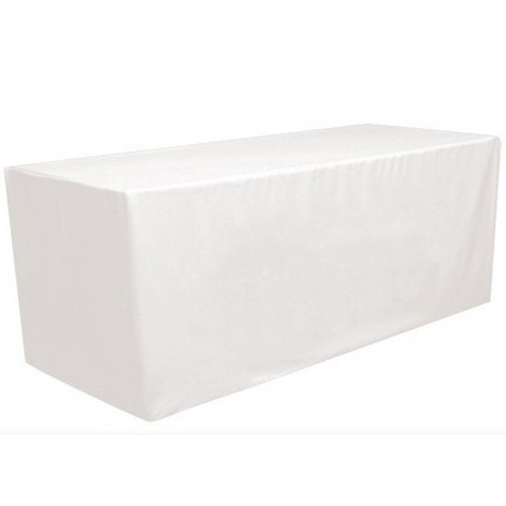 White 4 ft x 2 ft Fitted Polyester Tablecloth Rectangular Table Cover Wedding Banquet Party