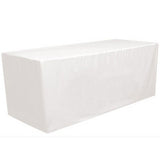 White 6 ft Fitted Polyester Tablecloth Rectangular Table Cover Wedding Banquet Party